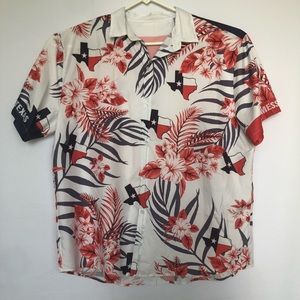 Hawaii Texas Map Do Not Mess With Texas Men shirt Floral Branches Size XL.